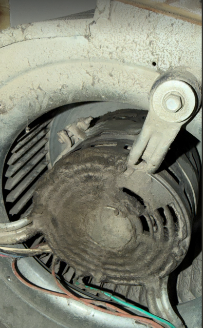 Dirty blower motor before cleaning