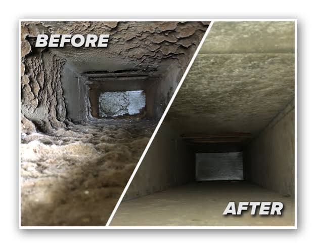 Air duct before and after Ridgeline cleaning